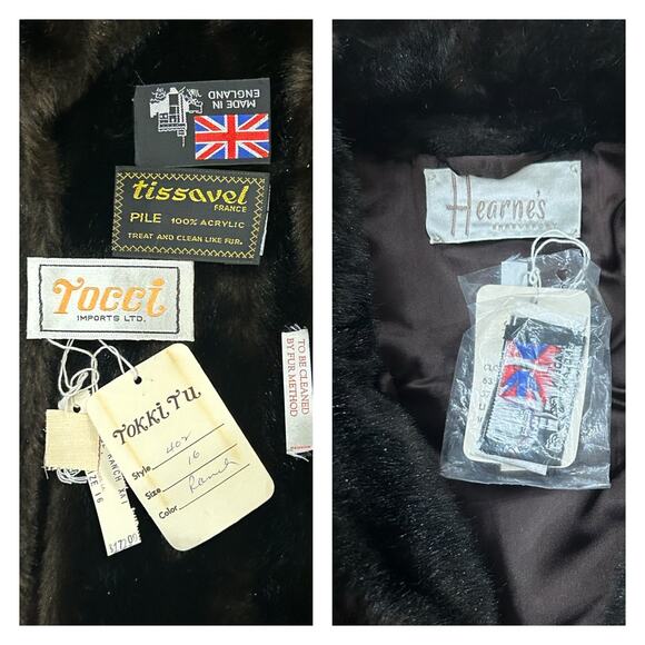 Vintage 1960s Hearne’s Dark Brown Faux Fur Coat /Unworn with Tags / Large - - Picture 4 of 7